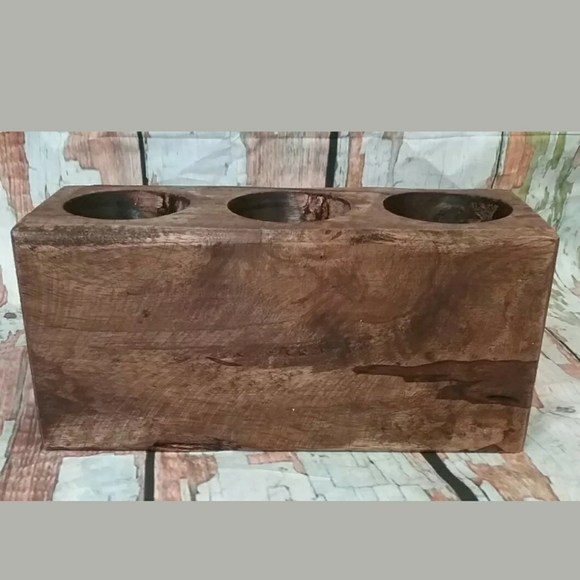None Other - Farmhouse Primitive 3-Hole Wood Sugar Mold None Other - Farmhouse Primitive 3-Hole Wood Sugar Mold